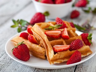 Rompecabezas «Waffles with strawberries»
