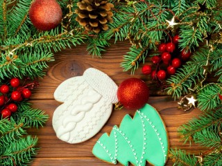 Jigsaw Puzzle «Mitten and Christmas tree»