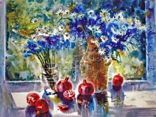 Пазл «Cornflowers and pomegranates»