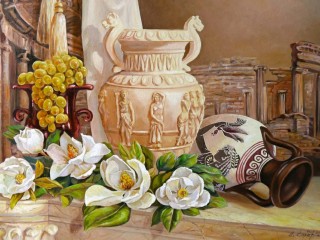 Puzzle «Vases and magnolia»