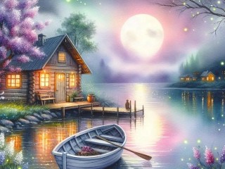 Puzzle «Evening on the river»