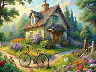 Jigsaw Puzzle «Bicycle at home»