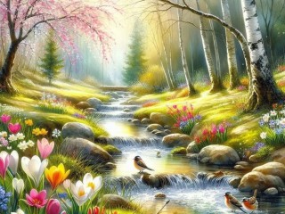 Пазл «Весенний лес»