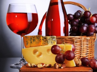 パズル «Wine and cheese still life»