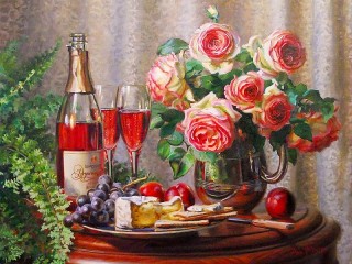 Пазл «Вино и розы»