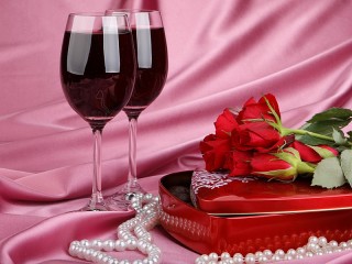 Пазл «Вино и цветы»
