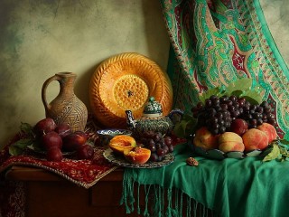 Пазл «Виноград и персики»