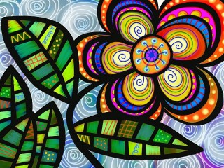 Jigsaw Puzzle «Stained glass flower»