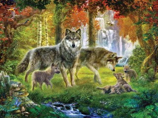 Пазл «Волчье семейство»