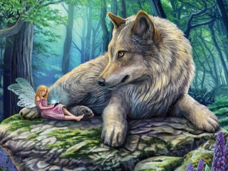 Jigsaw Puzzle «wolf and fairy»