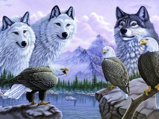 Пазл «Wolves and eagles»