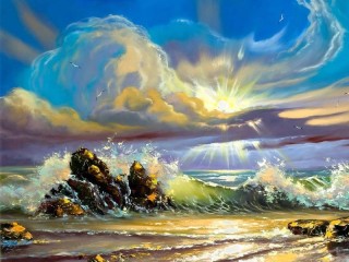 Jigsaw Puzzle «Wave under the sun»