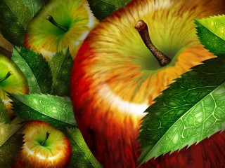 Пазл «Яблоки и листья»