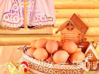 Jigsaw Puzzle «Eggs at the hut»