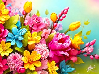 Jigsaw Puzzle «Bright flowers»