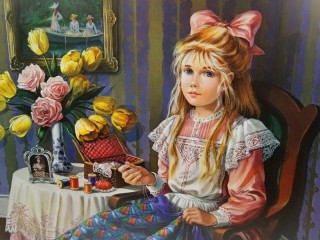Jigsaw Puzzle «Young needlewoman»