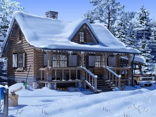 Пазл «Загородный дом зимой»