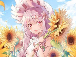 Quebra-cabeça «Bunny in sunflowers»