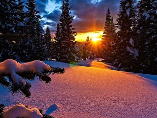 Пазл «Закат и снег»