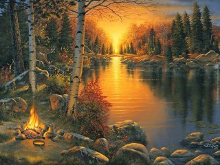 Jigsaw Puzzle «Sunset on the river»
