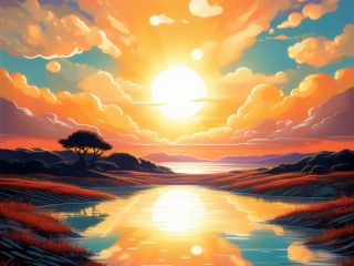 Jigsaw Puzzle «Sunset in the Land of Lakes»
