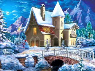 Puzzle «Snowy house in the mountains»