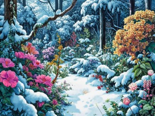 Puzzle «Snowy garden»