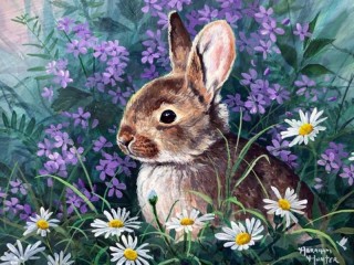 Jigsaw Puzzle «Hare and flowers»