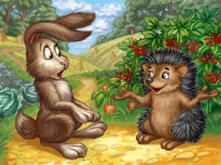 Jigsaw Puzzle «Hare and hedgehog»