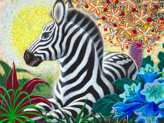 Rompecabezas «Zebra and flowers»