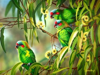 Quebra-cabeça «Green parrots»