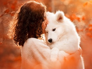 Jigsaw Puzzle «Woman and dog»