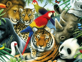 Jigsaw Puzzle «Animals and birds»