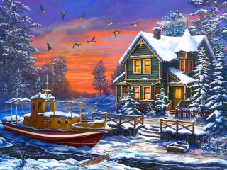 Jigsaw Puzzle «Winter sunset»