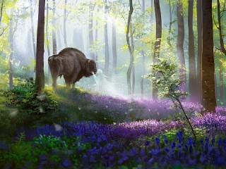 Jigsaw Puzzle «The bison and the spirit of the forest»