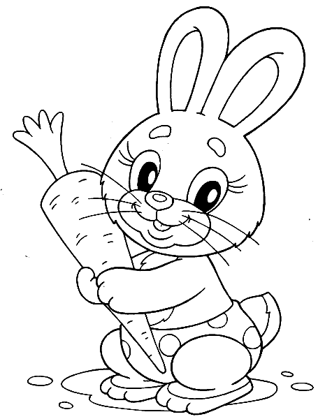 Зайчик с морковкой рисунок раскраска (43 фото) » рисунки для срисовки на manikyrsha.ru