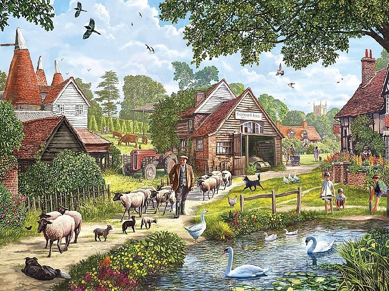 Художник Стив Крисп. Английский художник Steve crisp картина деревня. Сказочная деревня. Дети в деревне картина.