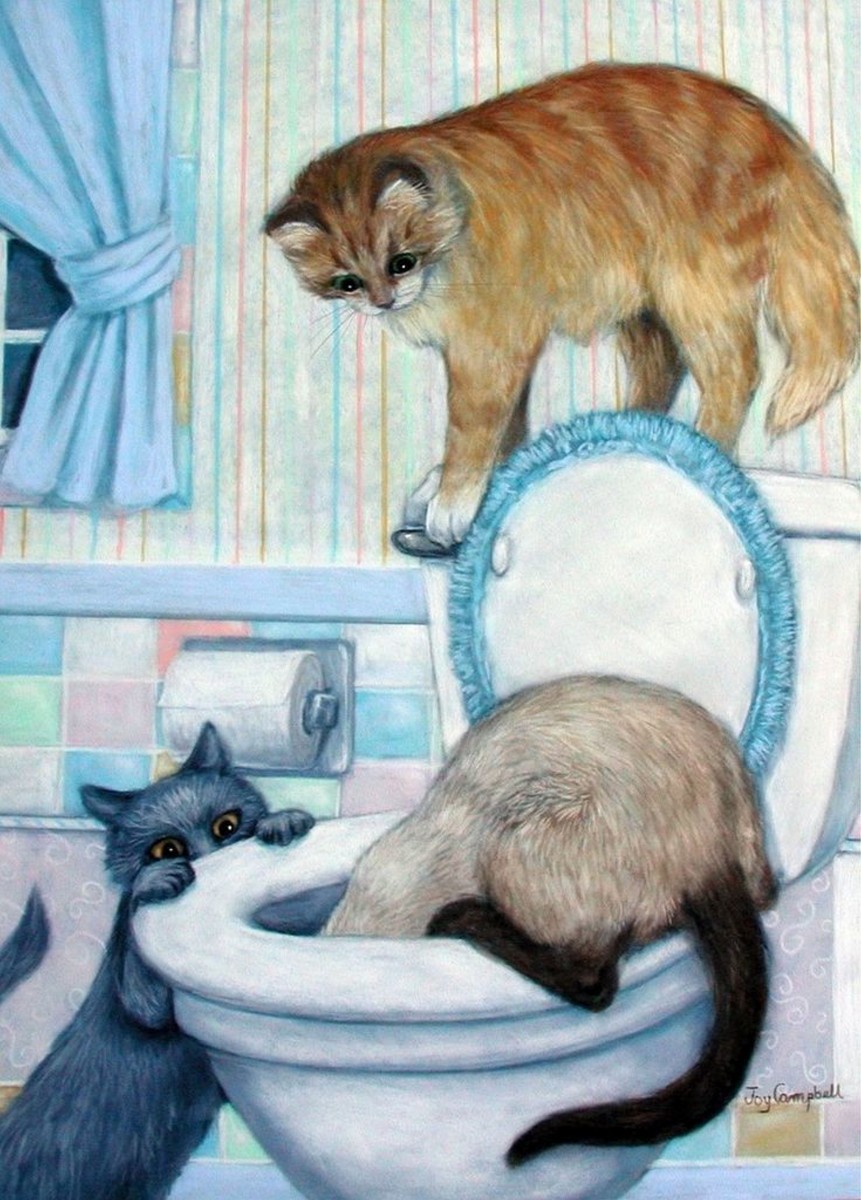 Пазл Кошки в туалете