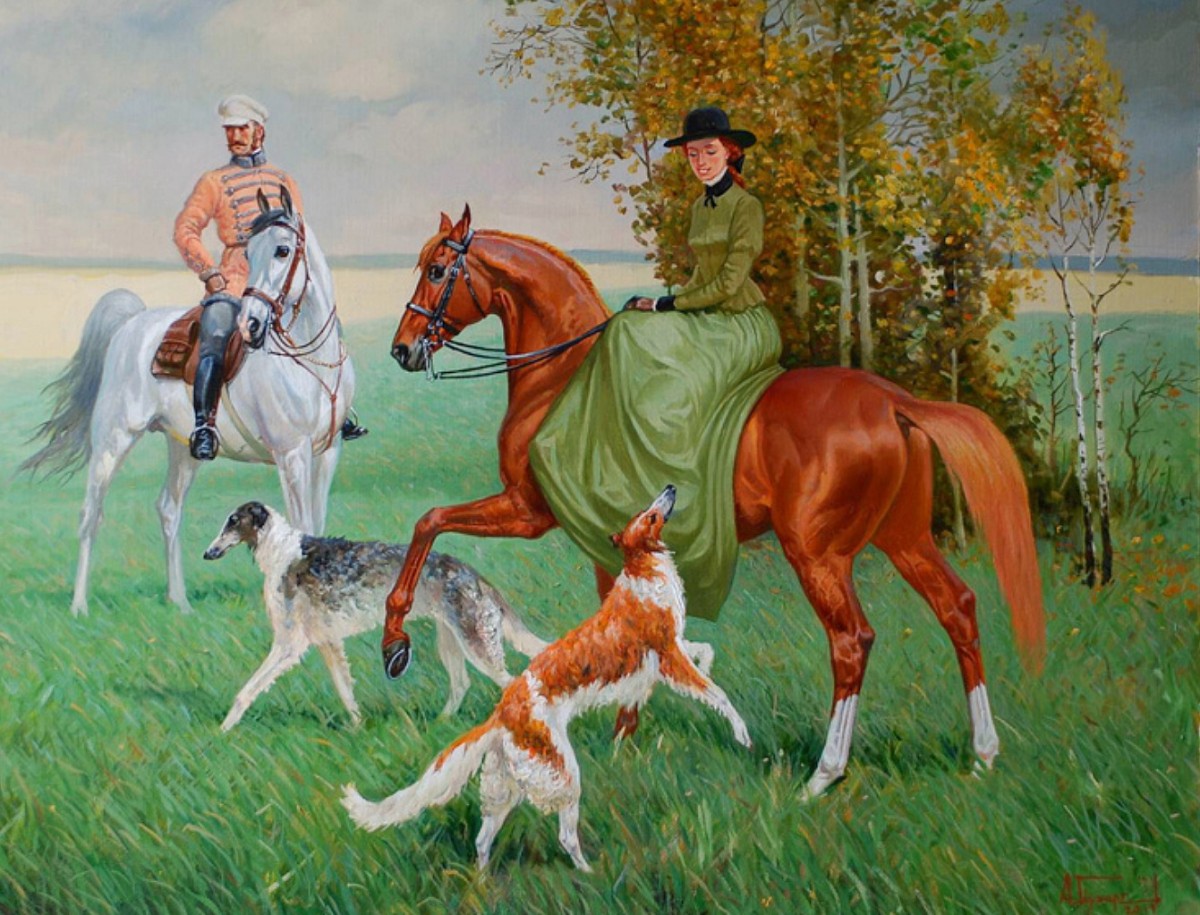 Картина лошади и собаки - 91 фото