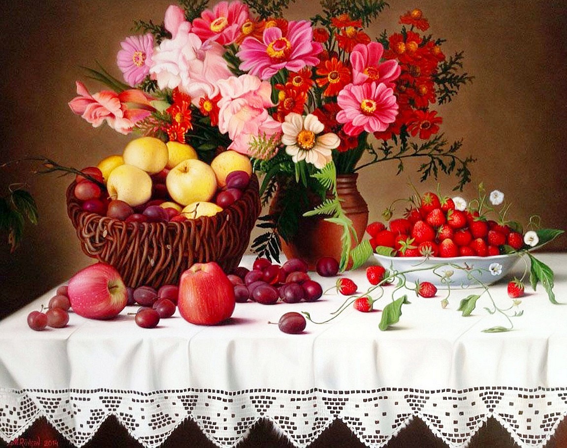 Пазл Цветы и фрукты