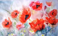 Rätsel Watercolor poppies