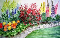Rompecabezas Watercolor flower garden