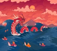 パズル Scarlet dragon and fish