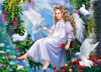 Jigsaw Puzzle Angel with doves