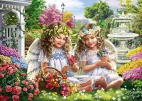 Jigsaw Puzzle Angels in the garden