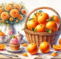 Jigsaw Puzzle Oranges in a basket
