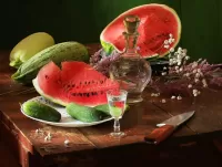 Quebra-cabeça Watermelon and vegetables