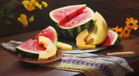 Quebra-cabeça Watermelon and melon slices