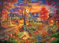 Puzzle autumn village