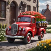 Jigsaw Puzzle Car with flowers